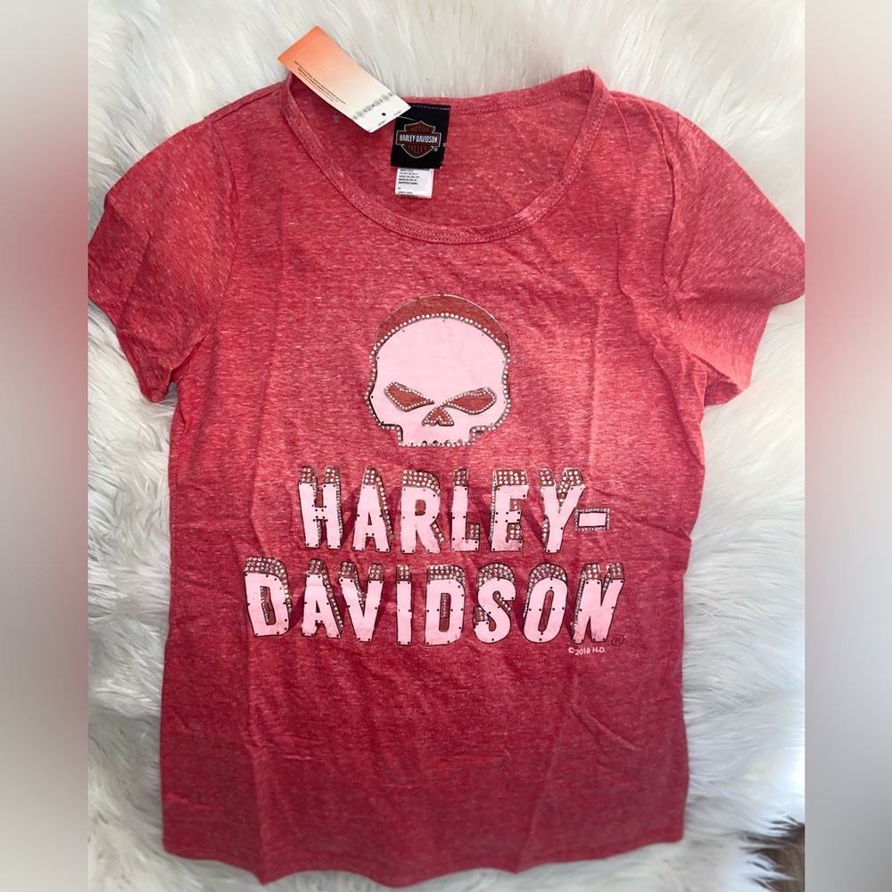NWT Harley-Davidson Pink bling Skull Tee- Small